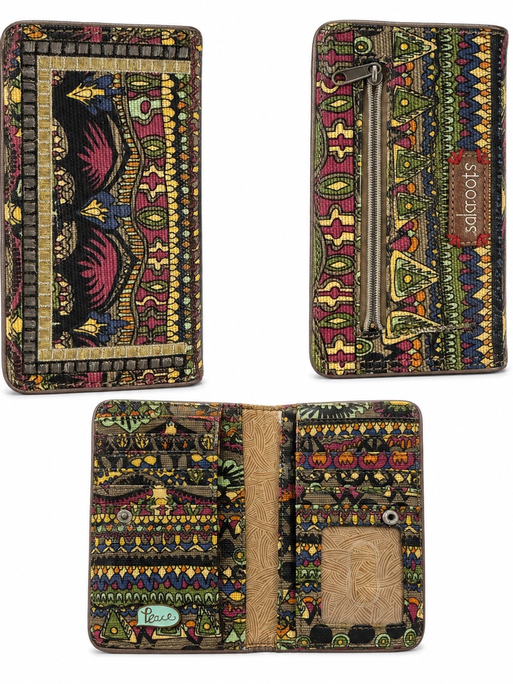 Sakroots Artist Circle Multicolor Boho Slim Bifold Wallet